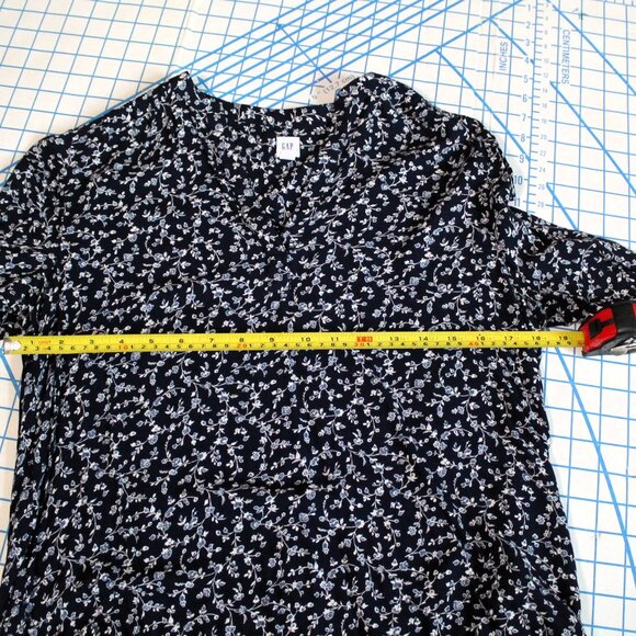Gap Navy Blue Floral Blouse, Small - Picture 5 of 11